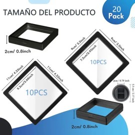 20 Piezas Expositor 3d Joyería Marco Flotante Negro 9 × 9/11