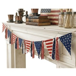 FunAcce 4th of July Garland Decorations, Red White Blue Stars Banner for Fireplace Mantel Independence Day Memorial Day Farmhouse Decor