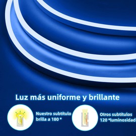 DOSYU Tira Neón LED 3528 de 5 Metros, Flexible, Recortable, Impermeable IP65, Ideal para Decoración Interior y Exterior (Con Adaptadores + Control Remoto, Azul)