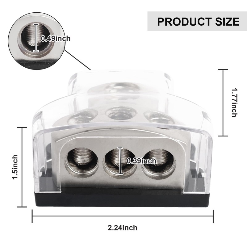 kksurty 3 Way Power Distribution Block Car Audio Splitter 0/2/4
