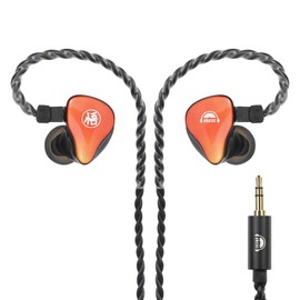 okcsc HiFi in-Ear Headphones, 10.2mm Dual-Magnet Dynamic Driver, 0.78mm Detachable Cable, with Storage Pouch, Orange-Yellow Gradient Design, Earhook Design Ergonomic Fit for Audiophiles Orange-Red