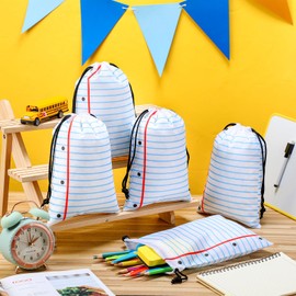 Sweetude 24 Pcs Back to School Gift Bags 10 x 7 Inch Notebook Drawstring Bags First Day of School Party Favors Bulk Preschool Kindergarten Gift Goodie Decor Classroom Birthday Supplies