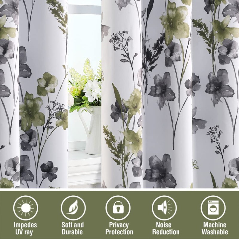 H.VERSAILTEX 100% Blackout Curtains for Bedroom Cattleya Floral Printed Drapes
