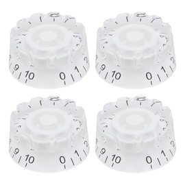 MECCANIXITY 4pcs Electric Guitar Knobs White Speed Volume Tone Control Knob 1.02x0.54 inch Guitar Adjust Knobs Caps for Electric Guitar Parts Replacement (White-Black Word)