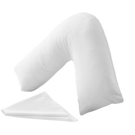 Soft Support V Pillow with Microfiber Pillowcase Hollowfibre/Polyester V Pillow with Microfiber Cover Orthopedic Support Pillow for Neck, Back & Shoulder