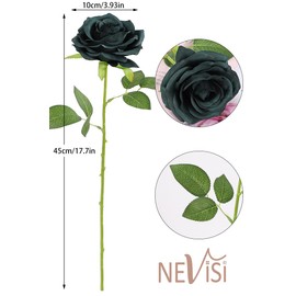 NEVISI Artificial Flower 12Pcs Emerald Green Rose Fake Rose Silk Rose Fake Flowers with Stems for DIY Wedding Bouquets Tables Centerpieces Floral Arrangements Festival Decoration