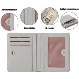 RRANCharltu Women's Small Leather Purse, Short Women's Mini Purse with Zip, Coin Compartment, Wallet, gray