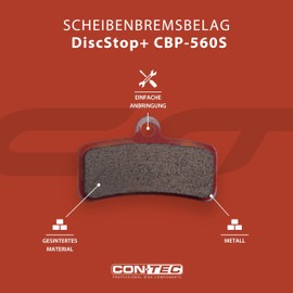 CONTEC DiscStop+ CBP-560S Sintered Bicycle Disc Brake Pads for Downhill and Freeride Weather Resistant Durable Sintered Metal Black Pair
