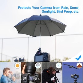 JJC Camera Hot Shoe Umbrella, Sunshade Rain Cover Portable Weatherproof Photographic Umbrellas Protects Camera from Rain Snow Sunlight, SLR Outdoor Protection Accessory (Dia. 19.7''/ 50cm)
