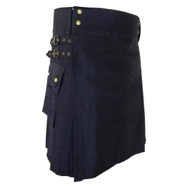 UT Kilts Men's Standard Utility Kilt, Modern Scottish Kilt for Everyday Wear, Tactical Kilts with Adjustable Hip Straps & Cargo Pockets for Men, 22" Length, Dark Blue, Size 44-45
