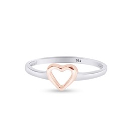 Jewel Zone US Engagement Wedding Ring Set, Prong Setting Heart Shape Bridal Wedding Ring for her in 14K White Gold Over Sterling Silver Open Heart Ring, Jewelry Gift For Her Ring Size-5