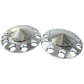 KASONG Chrome ABS Plastic Front Hub Caps Wheel Axle Covers with 33 mm Screw on Lug Nut Covers for Semi Trucks 1 Pair (Spiked)