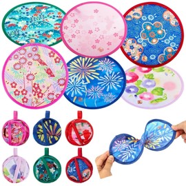 BEANPRECOY 6PCS Foldable Handheld Fans for Women Girls, Portable Round Decorative Hand Fans, 6 Styles for Daily Use, Party, Travel (Pastel Colors)