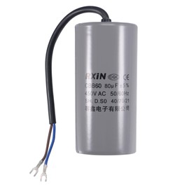 uxcell CBB60 Run Capacitor 80uF 450V AC 2 Wires 50/60Hz Cylinder 123x60mm with Terminal for Air Compressor Water Pump Motor