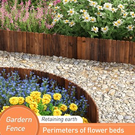 GHWIE Wooden Garden Fence Wood Garden Edging Border Decorative Landscape Border Edging,Planting Tree Fence Landscape Edging Flower Bed Fences-11.8'' H x 48'' L (3 Pack,12Ft Total Length)