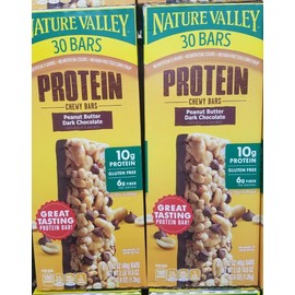 Nature Valley 2 PACK  NATURES VALLEY  PROTEIN CHEWY PEANUT BUTTER DARK CHOCOLATE 30 BARS