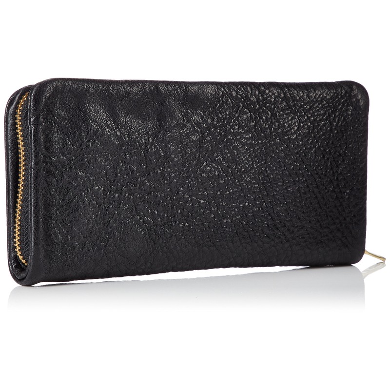 Lee Wallet, Luxury Italian Soft Leather, Round Zipper, Black