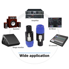 4 Pole Speakon Connector Kit, 4 Sets SpeakON Twist Lock Plug and NL4MP Panel Mount Socket, Compatible NL4FC, NL4FX, NL4MPR, NL4 and NL2 Series Audio Cable Adapter - Blue & Orange