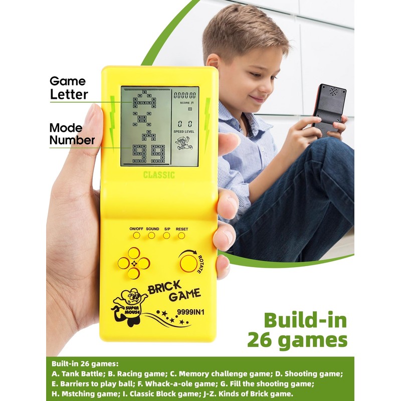 3.5-inch large screen brick game console building block game racing/tank