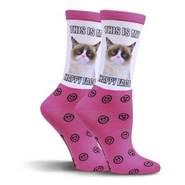 K. Bell Womens Grumpy Cat Crew Socks, 9-11, Born In The USA