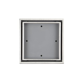 QM Tile-in Center/Square Shower Drain in Polished Stainless Steel Marine 316 Frame + ABS, Lagos Series Veil Line, Kit Includes: Hair Strainer, Key