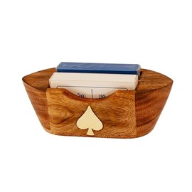 NKlaus Ship-shaped Mango Wood/Brass Playing Card Box, 17 x 7 x 6 cm, Maritime Flair, Decorative Card Box 15936