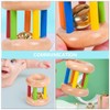 Toddmomy Baby Wooden Rattle Roll Rainbow Rattles Bells Cylinder Rolling