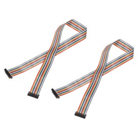MECCANIXITY IDC Rainbow Wire Flat Ribbon Cable 2.54mm Pitch 20 Pin Connection Line FC Dual Female Black Connector for DIY Experiment 2 Ft Length 2 Pcs