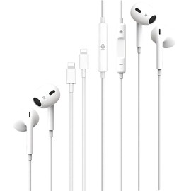 2 Packs-for iPhone Headphones for Phone Earbuds Wired Lightning Headphone [Model:Plug and Play,No Bluetooth,MFi Certified] Built-in Mic & Volume Control,for iPhone 14/13/12/11/XR/X/8/7,All iOS System