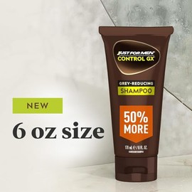 Just for Men Control GX - Champú reductor gris, color gradual del cabello con queratina para un cabello más fuerte, grueso y saludable, 6 onzas líquid
