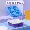 6 Pack Bento Snack Containers Set，Reusable 4 Compartment Divided Food