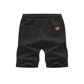 JMIERR Men's Summer Chino Shorts Cotton Elastic Waist with Pockets, A Black