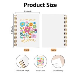 BitKan Let Kindness Bloom Inspirational Spiral Notebooks – Hardcover Floral Hardcover Journals with Positive Quote for School/Work, Cute Colorful Floral Notebook Gifts Ideal for Women/Girls/Teachers