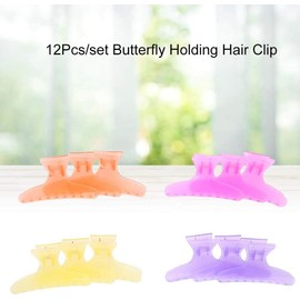 POCREATION Pinzas para Cabello Profesionales, Transparentes, Forma de Mariposa, 12 Piezas, Herramienta de Peluquería para Salón