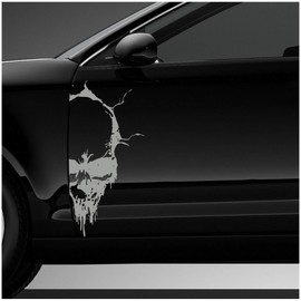 Finest Folia Skull Decal Sticker Decor Film Car Sticker for Car Truck Caravan, Mid-Grey