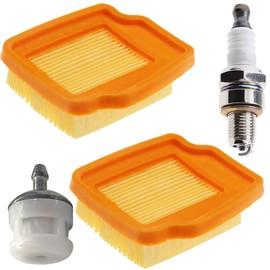 ZAMDOE 4149 141 0300 Lawn Mower Air Filters Fuel Filter Spark Plug Tune Up Kit 000 350 3503 CMR5H for Stihl KM94 KM94R KM94RC SP92 SP92C Replacement 4 Packs