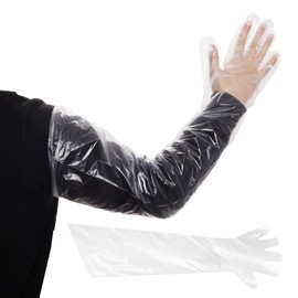 Bcxfbxd 50Pcs Plastic Long Gloves for Field Dressing 35 Inch Disposable Full Arm Shoulder Length Glove Veterinary Insemination Glove