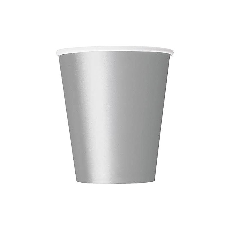 Unique Party 33446 - 9oz Silver Paper Cups, Pack of
