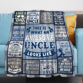 AICLIV Best Uncle Gifts from Niece Nephew, Funny Gifts for Uncle, Great Uncle Gifts for Men, Happy Uncle Birthday Gifts Idea, Uncle Gifts for Fathers Day Christmas, Uncle Blanket Gifts 60"X50"