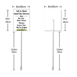 Houseuse Garden Sign With Stake Smell the Flowers But Do Not Pick Them Aluminium Sign 8X12 Inch Wildflower Sign Garden Decor Fence Yard Outdoor Gifts For Women Plant Lover And 12.8" Stake Kit