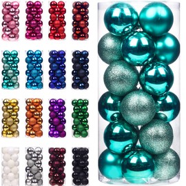 Emopeak 24Pcs Christmas Balls Ornaments, Shatterproof Christmas Balls Hanging Decor for Christmas Tree - Xmas Balls Baubles for Holiday Wedding Party Decoration