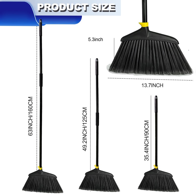 Angle Broom Heavy Duty Broom for Indoor Outdoor Clean(Black&Yellow)