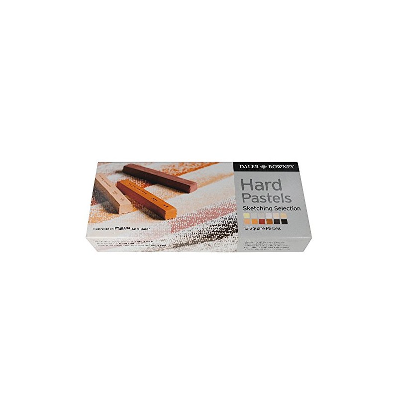 Daler-Rowney Artists' Hard Square Pastel Sketching Set, 12 Assorted Colours,