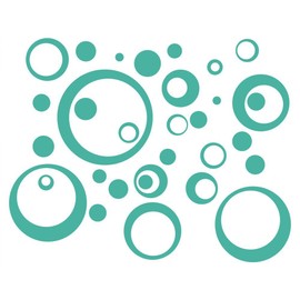 Wall Decor Plus More WDPM197 Wall Vinyl Sticker Decal Circles and Rings, Turquoise, 25-Piece