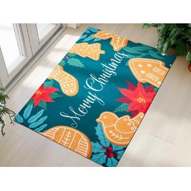 lulualways Non-Slip Outdoor Door Mats，Bath Rugs，Stain and Fade Resistant, Durable Rubber, Low Profile Door Mat, Shoe Scraper, Welcome Mats for Entry, 29.5x17.7 (Christmas Forest)