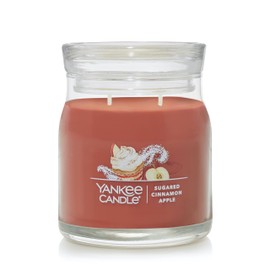 Yankee Candle Sugared Cinnamon Apple Scented, Signature 13oz Medium Jar 2-Wick Candle, Over 35 Hours of Burn Time