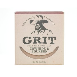 GRIT Goat Milk Soap Bar Cowhide & Bourbon | All Natural | Dye-Free Soap Bar | Enriched with Nourishing Goat Milk | 4 oz