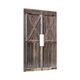 Yamxbfa Rustic Old Wooden Barn Door Village Board 1 Gang Light Switch Covers Single Toggle Wall Plate Decorative Switchcover Electrical Switchplate for Farmhouse Bathroom Bedroom Kitchen Decor