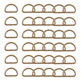 WedDecor 15mm Antique Brass Non Welded Metal D Ring Fasteners Buckle for Adjustable Fastening Webbing, Arts and Crafts, Pet Collars, Repairing Bags, Straps, 10pcs