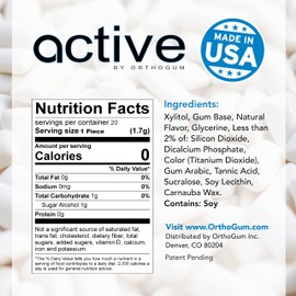 Active Denture Chewing Gum – Sugar-Free, Xylitol Chewing Gum for Dentures & Tooth Implants – No Stick – Freshens Breath – Gum for Dental Health – 8-Pack, 160 pcs